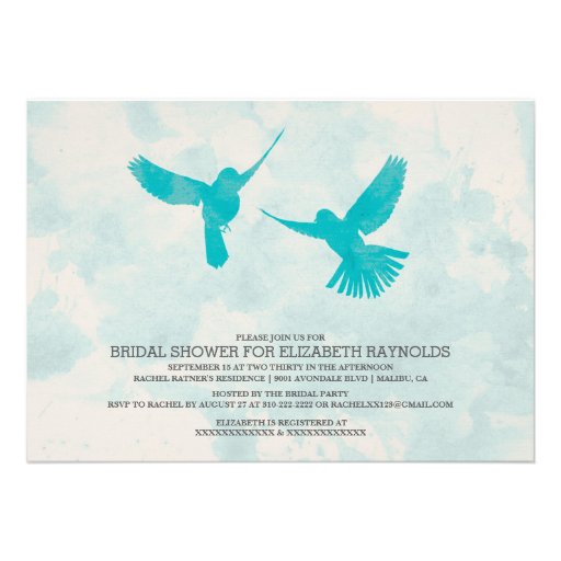 Vintage Blue Bird Bridal Shower Invitations