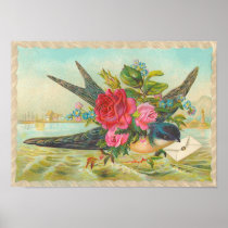 Vintage Blue Bird Posters