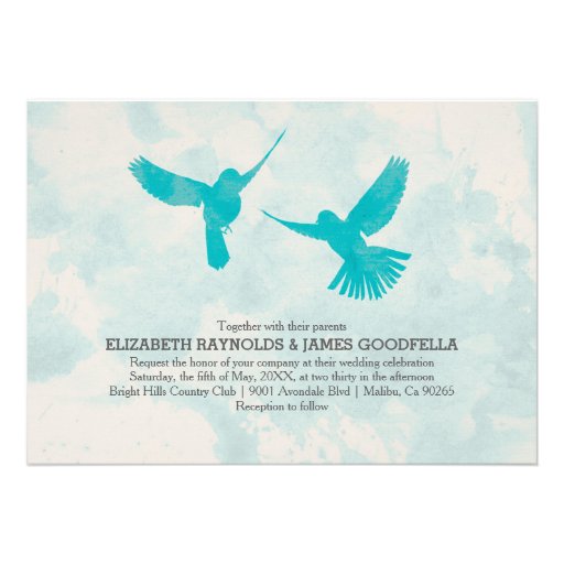 Vintage Blue Bird Wedding Invitations