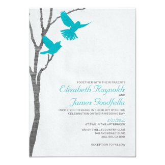 Vintage blue bird wedding invitations