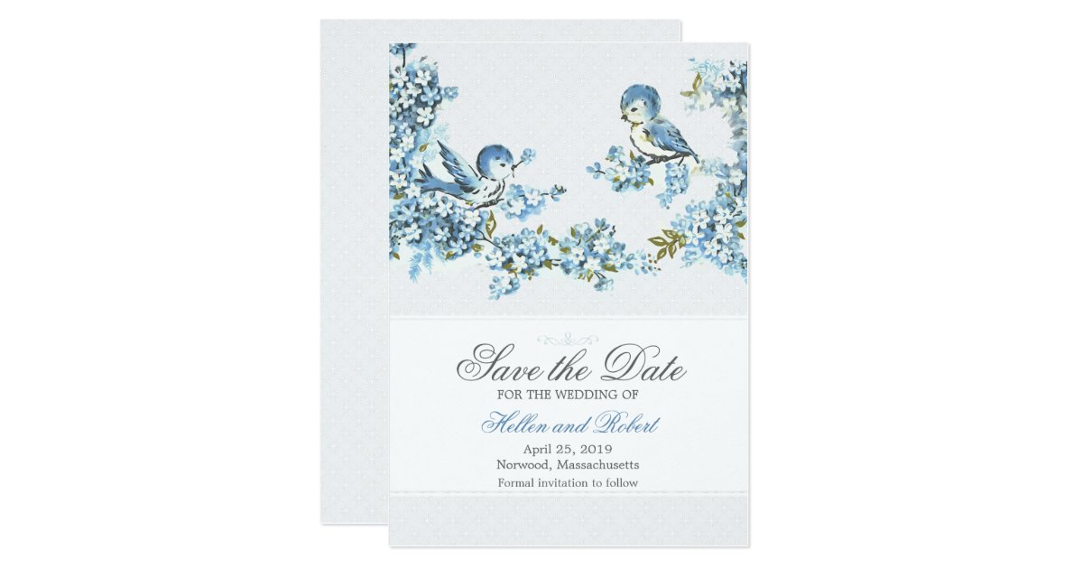 vintage blue bird wedding invitations vintage blue birds winter wedding save the date card zazzle vintage blue bird wedding invitations vintage blue birds winter wedding save the date card zazzle