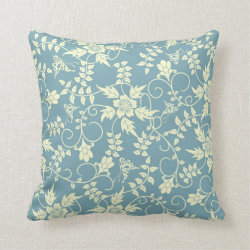 Vintage blue butterfly floral throw pillow
