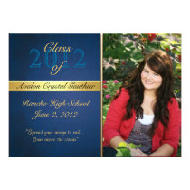 Vintage Blue Class Of  Graduation Invitations