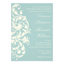 VINTAGE BLUE & CREAM FLOURISH | WEDDING INVITATION