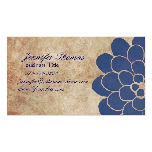 Vintage Blue Dahlia Floral Wedding Planner Business Card Templates (front side)