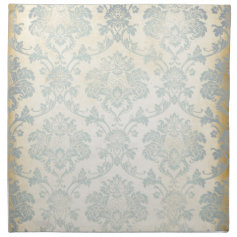 Vintage Blue Damask Cloth Napkin