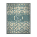 Vintage Blue Damask reception card invitations