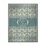 Vintage Blue Damask reception card invitations