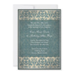 Vintage Blue Damask Wedding Invitation