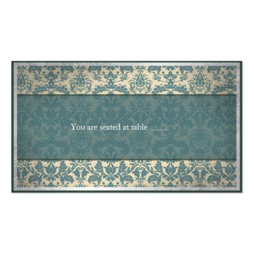 Vintage Blue Damask Wedding place card Business Card Templates (back side)