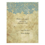 Vintage Blue Floral Wedding RSVP Invitation