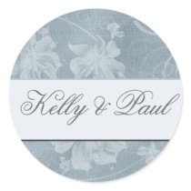 Vintage blue floral wedding stickers by perfectpostage Vintage blue floral wedding stickers