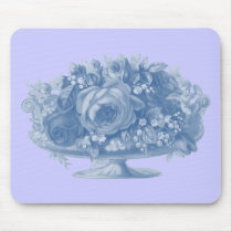 Vintage Blue Flower Arrangement mousepads by JuJuGarden Vintage Blue Flower Arrangement mousepads
