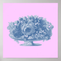 Vintage Blue Flower Arrangement Posters