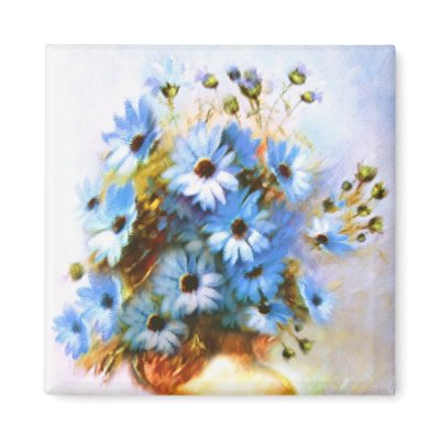 Vintage Blue Flowers Fridge Magnets by pooja1008