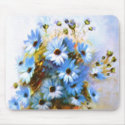 Vintage Blue Flowers mousepads by pooja1008 Vintage Blue Flowers mousepads