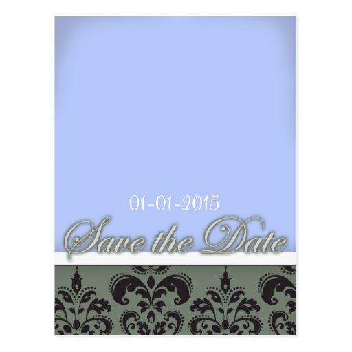 vintage blue grey save the date wedding card post card
