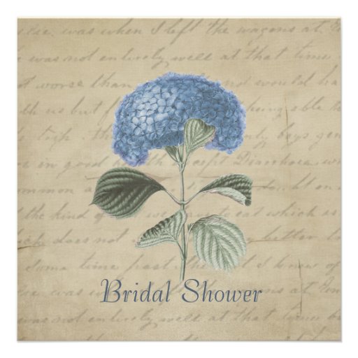 Vintage Blue Hydrangea Bridal Shower Custom Invite