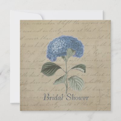 Vintage Blue Hydrangea Bridal Shower Custom Invite by PaperExpressions
