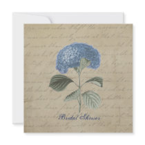 Vintage Blue Hydrangea Bridal Shower Invitation