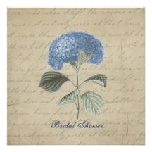 Vintage Blue Hydrangea Bridal Shower Invitation