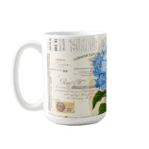 Vintage Blue Hydrangea French Ephemera Mug