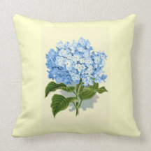 Vintage Blue Hydrangea Throw Pillows