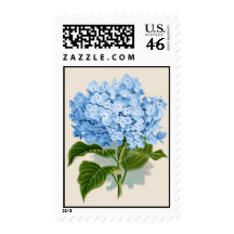 Vintage Blue Hydrangea Postage Stamps