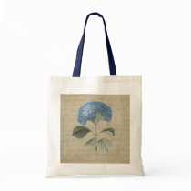 Vintage Blue Hydrangea with Antique Calligraphy Tote Bag