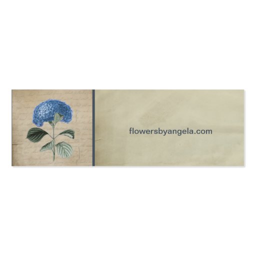 Vintage Blue Hydrangea with Antique Calligraphy Business Card (back side)