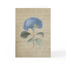 Vintage Blue Hydrangea with Antique Calligraphy Greeting Card