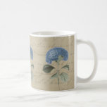Vintage Blue Hydrangea with Antique Calligraphy mugs