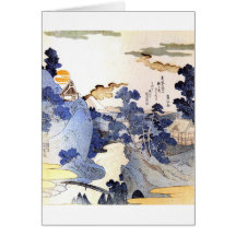 Vintage Blue Japanese Art Card