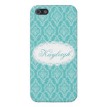 Vintage Blue Lace Damask Personalized iphone cases
