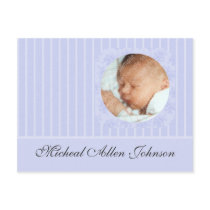 Vintage Blue Photo Birth Announcement postcards by New_Arrivals Vintage Blue Photo Birth Announcement postcards