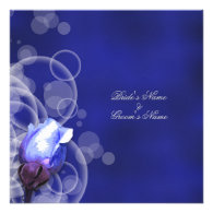 vintage blue rose antique fantasy wedding invite