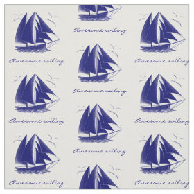 Vintage blue sailboat nautical personalized fabric