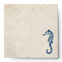 Vintage Blue Sea Horse Beach Envelope