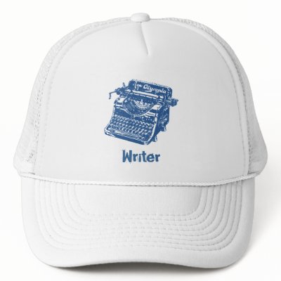 Vintage Blue Typewriter Trucker Hat by JuJuGarden