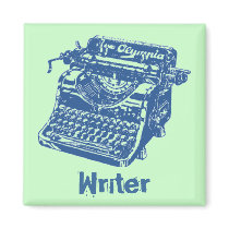 Vintage Blue Typewriter Fridge Magnets