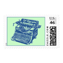 Vintage Blue Typewriter postage