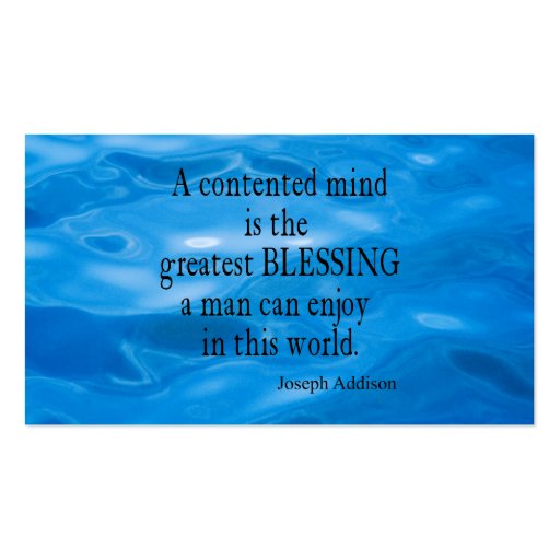 Vintage Blue Water Marine Sea Addison Mind Quote Business Card Template (front side)