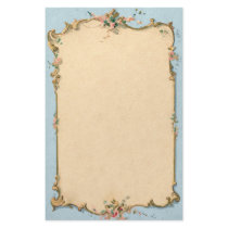 Vintage Blue With Floral Border Custom Stationery