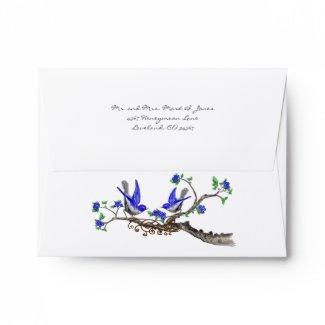 Vintage Bluebird Wedding RSVP Envelopes