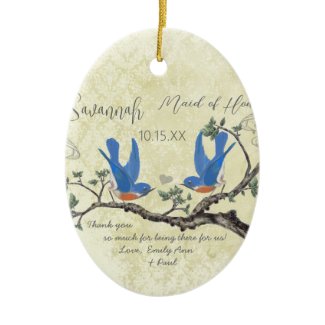Vintage Bluebirds Maid of Honor Ornaments ornament