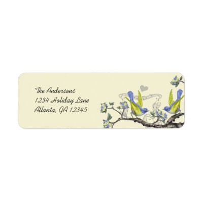 Vintage Bluebirds Yellow & Blue Return Labels Custom Return Address Labels