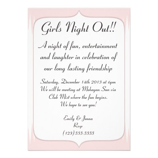 Vintage Blush Pink Spikes Girls Night Out Invite (front side)