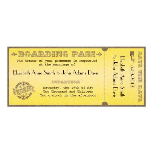 Vintage Boarding Pass Wedding Invitation