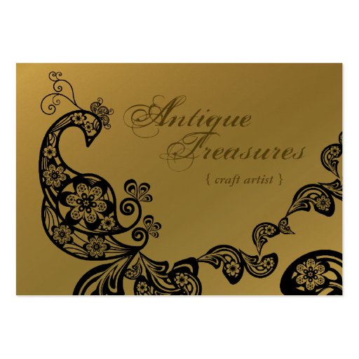Vintage Boho Chic Paisley Elegant Floral Peacock Business Card Templates (front side)