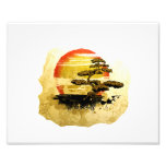 Vintage bonsai tree graphic in sepia tones photograph